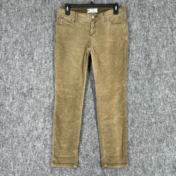 Free‎ People Womens Corduroy Skinny Pants/Jeans 26 Olive Stretch Casual FP - Picture 1 of 8